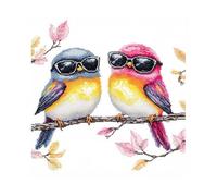 51buyoutgo 11CT Cross Stitch Kits for Adults - 12x12 in Pre Printed Embroidery Kit with Funny Easy Washable Colorful Birds Pattern, Stamped Fabric, Fit for DIY Home Decor, Mum Gifts & Stress Relief