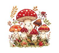 51buyoutgo 11CT Cross Stitch Kits for Adults - 12x12 in Pre Printed Embroidery Kit with Funny Easy Washable Mushroom Pattern, Stamped Fabric, Fit for DIY Home Decor, Mum Gifts & Stress Relief