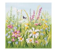 51buyoutgo 11CT Cross Stitch Kits for Adults - Advanced Pre Printed Stamped Cross-Stitch Embroidery Kits for Adults Beginners, 12x12 Inch Flower Crossstitch Crafts for Wall Decor or Mum Gifts