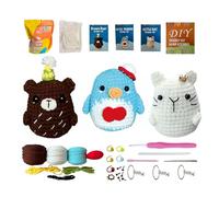 51buyoutgo 3pcs Crochet Kits for Beginners Adults Kids, Animal Bear Penguin Cat Easy Learn to Crocheting Crotchet Crochet Starter Set UK with Step-by-Step Video Tutorials