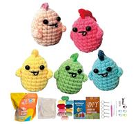 51buyoutgo 5pcs Dinosaurs Crochet Kits for Beginners Adults Kids, Animal Easy Learn to Crocheting Crotchet Crochet Starter Set UK with Step-by-Step Video Tutorials