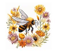 51buyoutgo Bee 11ct Cross Stitch, 11 Ct Counted Stamped Pre Printed Cross Stitch Embroidery Kits for Adults Beginners Starter Advanced Easy Crossstitch Honeybee Patterns Set Needlepoint 30 x 30 cm