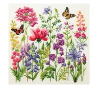 51buyoutgo Flower 11ct Cross Stitch, 11 Count Counted Stamped Pre Printed Cross Stitch Embroidery Kits for Adults Beginners Starter Advanced Easy Crossstitch Patterns Set 30 x 30 cm