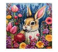 51buyoutgo Rabbit 11ct Cross Stitch, 11 Ct Counted Stamped Printed Cross Stitch Embroidery Kits for Adults Beginners Starter Advanced Easy Crossstitch Animal Patterns Set Needlepoint 16x16 in