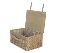 51cm Antique Wash Empty Picnic Basket with Pinewood Lid