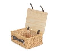 51cm Buff Willow Empty Picnic Basket with Pinewood Lid Red Hamper Brown M