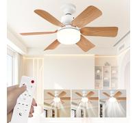 51cm Ceiling Fan Light Bulb Bayonet Fitting, Ceilings Fans with Light & Remote Control, Ceiling Fans Lights Dimmable, E27/B22 Ceilings Lamp with 3 Speeds & 3 Color Temperatures (Wood grain color-E27)