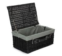 Red Hamper EH074GRY 51cm Empty Black Willow Picnic Basket With Grey Lining