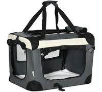 Pawhut Foldable Pet Carrier Bag Soft Travel Dog Crate For Xs/s/m/l Dogs In Grey Grey