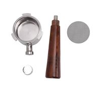 51mm 3 Ears Bottomless Portafilter, Detachable Stainless Steel 2 Cups Filter Basket, Wooden Handle - Universal Fit, Fine Craftsmanship, Comfortable Grip for Coffee Enthusiasts