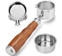51mm 3 Ears Bottomless Portafilter for De-longhi Dedica EC680, EC685 Coffee Machine, Espresso Bottomless Portafilter with 1 Filter Baskets, Stainless Steel and Rosewood Handle