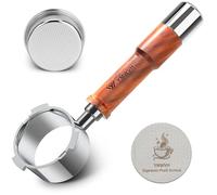 51mm 3 Ears Bottomless Portafilter for De-longhi Dedica EC680, EC685 Coffee Machine, Espresso Bottomless Portafilter with Puck Screen, Filter Basket and Rosewood Handle