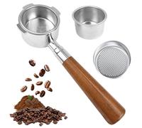 51mm Bottomless Filter Holder for DeLonghi Dedica EC680/EC685/EC885 with 3 Ears and Wooden Handle, 0.3mm Stainless Steel Filter, Compatible with EC785/EC820/EC850/EC860, All Stainless Steel