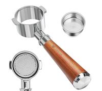 51mm Bottomless Portafilter 2 Ears for Delonghi ECP3420/EC155/BCO430/EC260,Stainless Steel Filter Basket and Walnut Handle