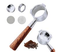 51mm Bottomless Portafilter 3 Ears Professional Espresso Portafilter for DeLonghi EC680/EC685/EC885 Includes Puck Screen Espresso Dosing Funnel Double Shot Filter Basket Walnut Handle