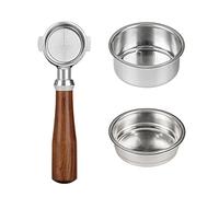 51mm Bottomless Portafilter with 1 Cup 2 Baskets Rosewood Steel Handle Fits EC680 Espresso Machine