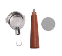 51mm Bottomless Portafilter with Wooden Handle, Stainless Steel Double Ear, 2 Cup Filter Basket - Universal Compatibility, Bottomless Observation, Ideal for Home Espresso Brewing