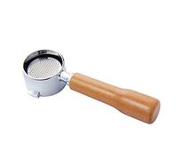 51mm Coffee Bottomless Filter Stainless Steel Reusable Coffee Filter Holder Coffee Filter Holder Fit for Delonghi Espresso Machine ECP35.31 Two Ears(Beech Handle)