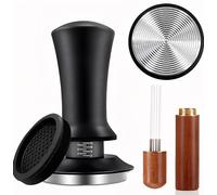 51mm Coffee Tamper Set, Calibrated Spring Loaded Espresso Tamper with Pressure Scale Includes Silicone Tamper Mat & WDT Stirrer Tool Walnut Handle, Coffee Maker Accessories Gift for Coffee Lovers
