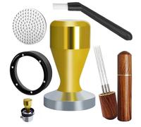 51mm Espresso Tamper Set, 5PCS Coffee Tamper Kit with WDT Tool, Coffee Stirrer, Dosing Funnel, Puck Screen 51mm Espresso Accessories Tampers Kit (Gold)