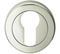 51mm Euro Profile Escutcheon - Chamfered Edge - Concealed Fix - Polished Nickel | Door Keyhole Cylinder Plate Cover - for Use with Lever on Rose Door Handles - Door Fixing Hardware