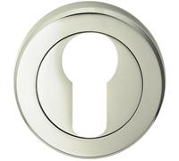 51mm Euro Profile Escutcheon - Chamfered Edge - Concealed Fix - Polished Nickel | Door Keyhole Cylinder Plate Cover - for Use with Lever on Rose Door Handles - Door Fixing Hardware