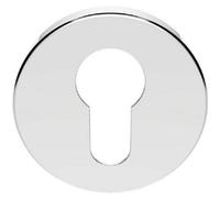 51mm Euro Profile Round Escutcheon - 8mm Depth - Concealed Fix - Polished Chrome | Door Keyhole Cylinder Plate Cover - for Use with Lever on Rose Door Handles - Door Fixing Hardware