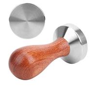 51mm Stainless Steel Coffee Tamper with Wooden Handle, Flat Base Espresso Press Tool, Ergonomic Wood Grip for Even Tamping, Ideal for Home Baristas and Coffee Enthusiasts (Flat Bottom)