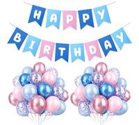 51PCS Baby Shower Decorations, Pink And Blue Balloons Set, Birthday Decorations With Balloons, Banners, Ribbons, Party Supplies For Baby Shower, Bridal Shower, Gender Reveal