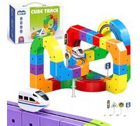 51pcs Clickrail Electric Train Set, Magic Rail Cube Train Set for Kids 3 4 5+ Years Old Boys Girls, 3D Embedded Layouts Train Track Set Electric Remote Trains Toy Christmas Birthday Gifts