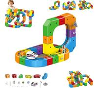 51Pcs Electric Train Track Sets - DIY Race Car Track Building Kits with Train and Traffic Signs,Electric TrainSet Flexible Race Tracks,STEMLearning Gift,Ages 4-8,Birthday Party Gift