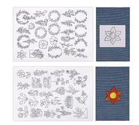 51pcs Hand Sewing Stabilizers, Water Soluble Hand Sewing Stabilizers Stick and Stitch Embroidery Paper with Pre-Printed Flower and Leaf Transfers for Hand Sewing Beginners (Plants)