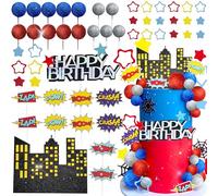 51PCS Superhero Birthday Cake Decoration Superhero Party Favors