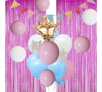 51pcs Tinsel Curtain Party Set, 2pcs Pink Pastel Foil Fringe Backdrop, Decor Foil Fringe Curtain for Girl, Lover, Birthday, Christmas, Party, Wedding, Valentines Day, Baby Shower