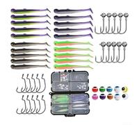 51pcs TSoft Fishing Lure Set for Bass Trout with MultiRig Action Bite Resistant Soft Elastic Material Anti Snagging Design for Obstacle Waters