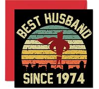 51st Anniversary Card for Husband from Wife - Best Husband Since 1974 - I Love You Gifts, Happy 51st Wedding Anniversary Cards for Partner, 145mm Greeting Cards Anniversaries