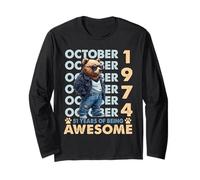 51st Birthday Bear Legends October 1974 51 Years Old Mens Long Sleeve T-Shirt