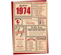 51st Birthday Card - Back in 1974 In This Year Card, Greeting Card for Men and Women, Birthday Cards for Women, Birthday Cards for Men, 51st Anniversary Card, A5