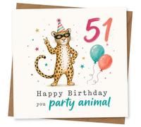 51st Birthday Card for Her, Funny Balloons Party Design