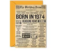 51st Birthday Card for Men Women - Bday Press Newspaper 1974 - Happy 51 Birthday Cards for Son Uncle Colleague Nan Wife Dad, 5x7 Inch Bday Greeting Cards