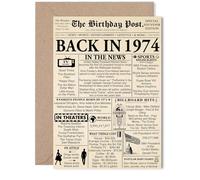 51st Birthday Card for Men Women - Newspaper Back in 1974 - Happy 51 Birthday Cards for Son Grandad Nanny Husband Friend Daughter, 5x7 Inch Bday Greeting Cards