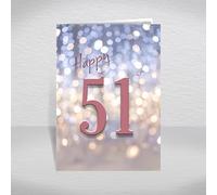 51st Birthday Card for Women with Inside Greeting ‘have a Great birthday!’ - Beautiful Soft Pastel Background with Striking Dusky Pink Age: Happy 51st Card with envelope (Size A5)