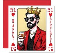 51st Birthday Cards for Men - King Playing Card - Happy Birthday Card for 51 Year Old Man Brother Colleague Son Friend, 145mm Bday Greeting Cards