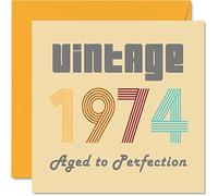 51st Birthday Cards for Men Women - Vintage 1974 Aged To Perfection - 51 Birthday Card Funny for Her Him, 145mm Greeting Cards Mum Dad Brother Sister Uncle Auntie
