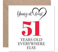 51st Birthday Cards for Men Women - Young at Heart - Happy Birthday Card for 51 Year Old Man Woman Brother Husband Auntie Neighbour, 145mm Bday Greeting Cards