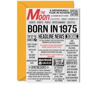 50th Birthday Cards for Women Men - Born In 1975 Newspaper - Happy 50 Birthday Card for Dad Mum Aunt Uncle Vintage Retro Back In 1975, 5x7 Inch Bday Greeting Cards