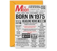 50th Birthday Cards for Women Men - Born In 1975 Newspaper - Happy 50 Birthday Card for Dad Mum Aunt Uncle Vintage Retro Back In 1975, A5 Bday Greeting Cards