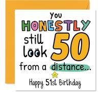 51st Birthday Cards for Men Women - From a Distance - Happy Birthday Card for 51 Year Old Man Woman Uncle Daughter Grandma Husband, 145mm Bday Greeting Cards