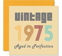 51st Birthday Cards for Men Women - Vintage 1975 Aged To Perfection - 51 Birthday Card Funny for Her Him, 145mm Greeting Cards Mum Dad Brother Sister Uncle Auntie