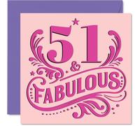 51st Birthday Cards for Women, Fabulous